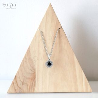 Pure 14k Gold Dangle Pendant With 0.32 Ct Black Diamond And G-H Diamond Circle Pendants