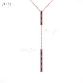 Lariat Wedding Necklace In 14k Solid Gold Tanzanite 2mm Gemstone Drop Chain Necklace