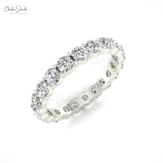 Full Eternity Wedding Band With 2.5mm White Diamond Prong Set In 14k Solid Gold Ring