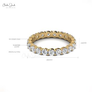 Full Eternity Wedding Band With 2.5mm White Diamond Prong Set In 14k Solid Gold Ring