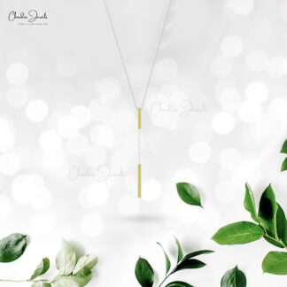 Y Drop Brilliant Cut Necklace In Pure 14k Gold Yellow Sapphire Minimal Pendant Necklaces
