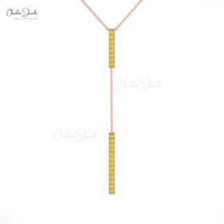 Y Drop Brilliant Cut Necklace In Pure 14k Gold Yellow Sapphire Minimal Pendant Necklaces
