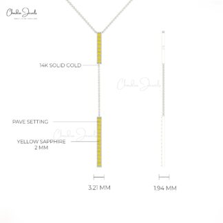 Y Drop Brilliant Cut Necklace In Pure 14k Gold Yellow Sapphire Minimal Pendant Necklaces