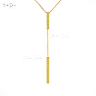 Y Drop Brilliant Cut Necklace In Pure 14k Gold Yellow Sapphire Minimal Pendant Necklaces
