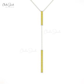 Y Drop Brilliant Cut Necklace In Pure 14k Gold Yellow Sapphire Minimal Pendant Necklaces