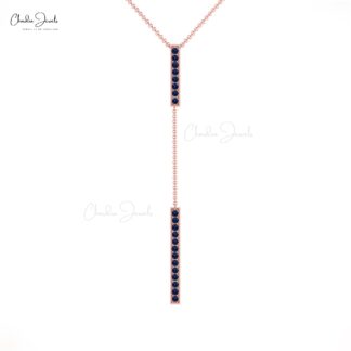 Dainty Gemstone Necklace With 1.05 Ct Blue Sapphire 14k Real Gold Y Drop Fine Jewelry