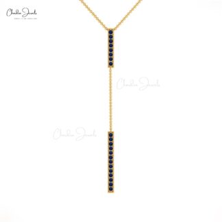 Dainty Gemstone Necklace With 1.05 Ct Blue Sapphire 14k Real Gold Y Drop Fine Jewelry