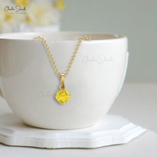 Natural Yellow Sapphire Dangle Pendant With Pure 14k Gold Gemstone Light Weight Jewelry