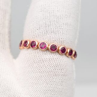 Genuine 1.58ct Ruby Gemstone Eternity Ring 14K Solid Rose Gold Light Weight Ring For Gift