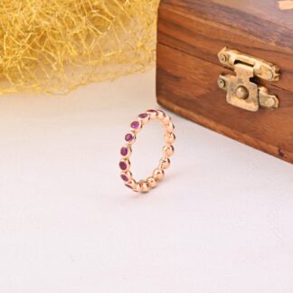 Genuine 1.58ct Ruby Gemstone Eternity Ring 14K Solid Rose Gold Light Weight Ring For Gift
