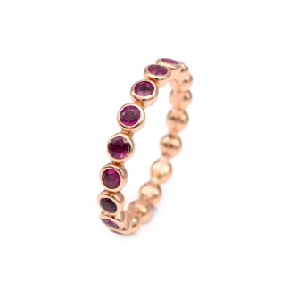 Genuine 1.58ct Ruby Gemstone Eternity Ring 14K Solid Rose Gold Light Weight Ring For Gift
