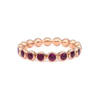 Genuine 1.58ct Ruby Gemstone Eternity Ring 14K Solid Rose Gold Light Weight Ring For Gift