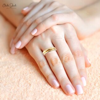Plain Gold Stacking Ring In 14k Solid Yellow Gold Simplicity Dailywear Hallmarked Rings