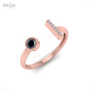 Split Shank Black Diamond Ring In Real 14k Gold And G-H Diamond Hallmark Fine Jewelry