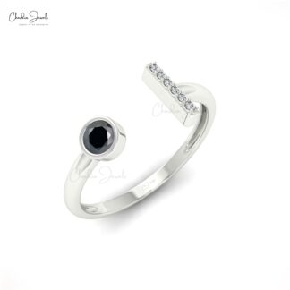 Split Shank Black Diamond Ring In Real 14k Gold And G-H Diamond Hallmark Fine Jewelry