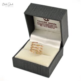 Rainbow Swirl Ring In 14k Rose Gold Multi Color Tourmaline 1.5mm Gemstone Rings For Her