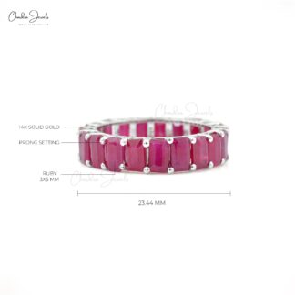 Natural Ruby Stackable Ring With 5.20 Ct Gemstone 14k White Gold Eternity Band Rings