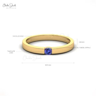 AAA Tanzanite Solitaire Ring In Solid 14k Yellow Gold December Birthstone Ring Size US7