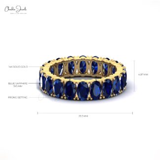 Handmade Blue Sapphire Eternity Band with Full Gemstone Setting