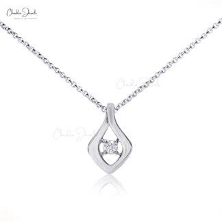 Single Stone Unique Locket In 14k Pure White Gold Diamond Solitaire Daughter Pendant
