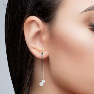 Elegant Opal Emerald Drop Earrings with Natural Gemstones
