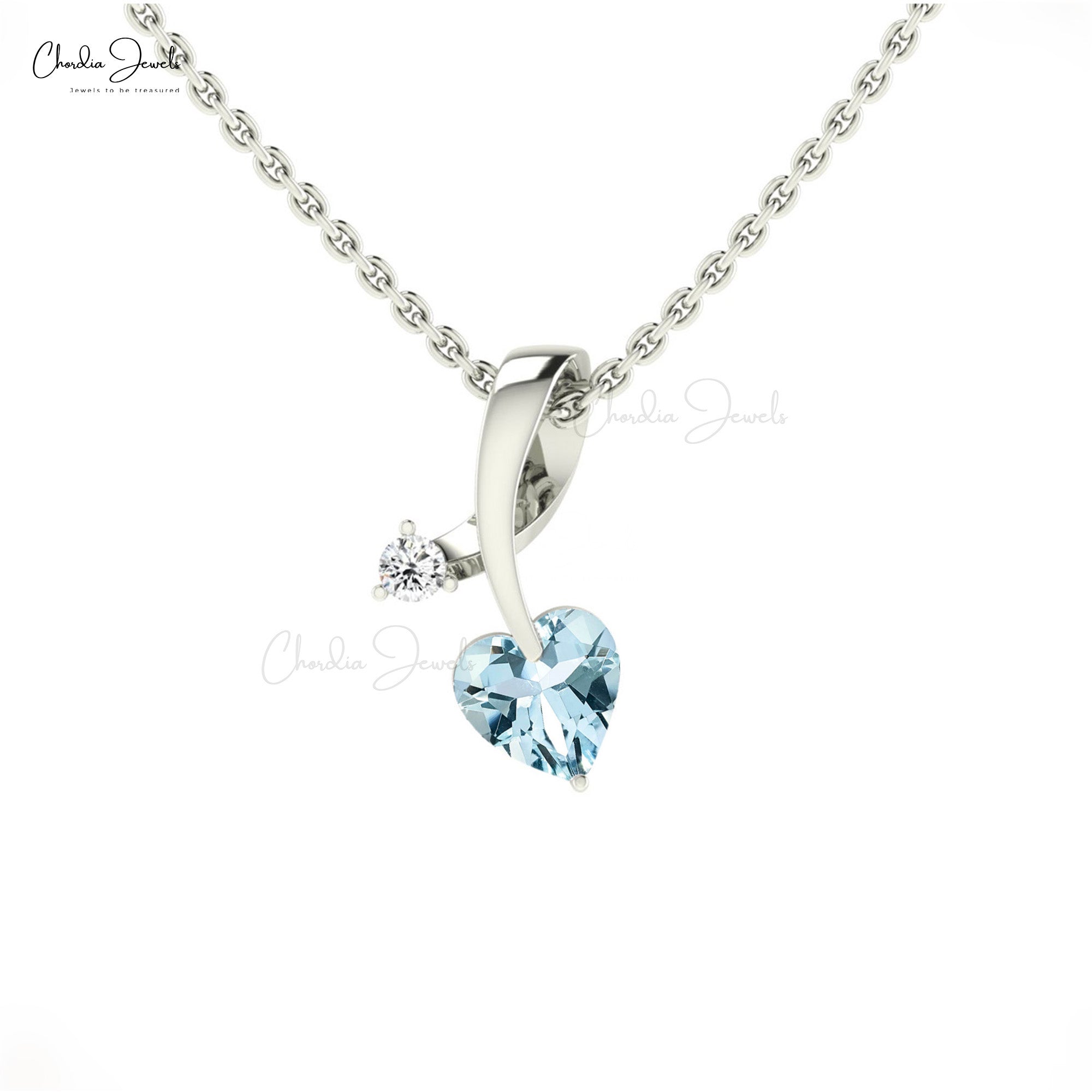 AAA Aquamarine Twisted Diamond Pendant 14k Solid Gold Pendant For Women’s