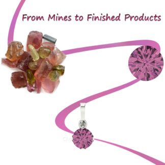 Genuine Pink Tourmaline Diamond Halo Necklace In 14k Solid Gold
