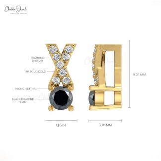 Criss Cross Wedding Pendant With 0.45 Ct Black Diamond and G-H Diamond 14k Gold Necklace