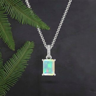 Solid 14k Gold Dangle Pendant With 0.80 Ct Fire Opal And Diamond Curved Bar Jewelry