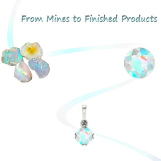 Diamond Natural Ethiopian Opal Pendant 9X6mm Pear Cut Gemstone