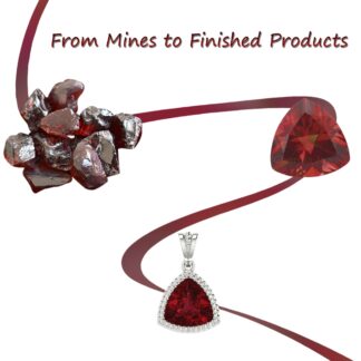 Dangling Gemstone Pendant With 1.61 Ct Red Garnet & Diamond 14k Real Gold 2 Necklace