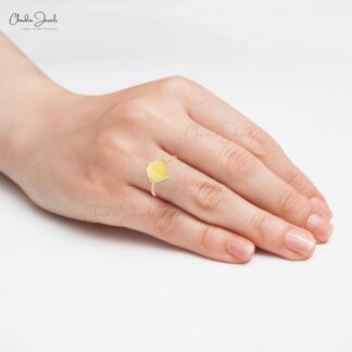 Cushion Cut Gemstone Ring With 2.1 Ct Fire Opal Prong Set in 14k Yellow Gold Rings