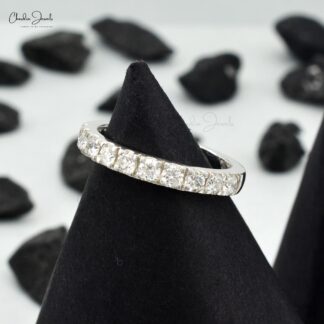 IGI Certified Half Eternity Stack Band In 14k White Gold Diamond 2.7mm Round Bridal Ring