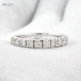 IGI Certified Half Eternity Stack Band In 14k White Gold Diamond 2.7mm Round Bridal Ring