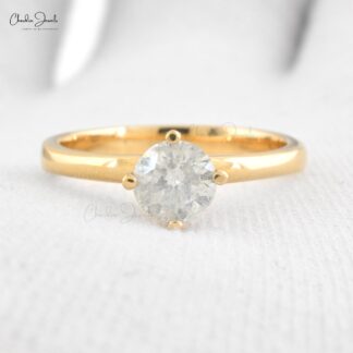 Solitaire Engagement Ring In 14k Yellow Gold Round Diamond IGI Certified Ring Size US7