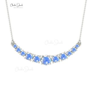 Solid 14k Gold Statement Necklace With 4mm Round Moonstone Necklaces For Her