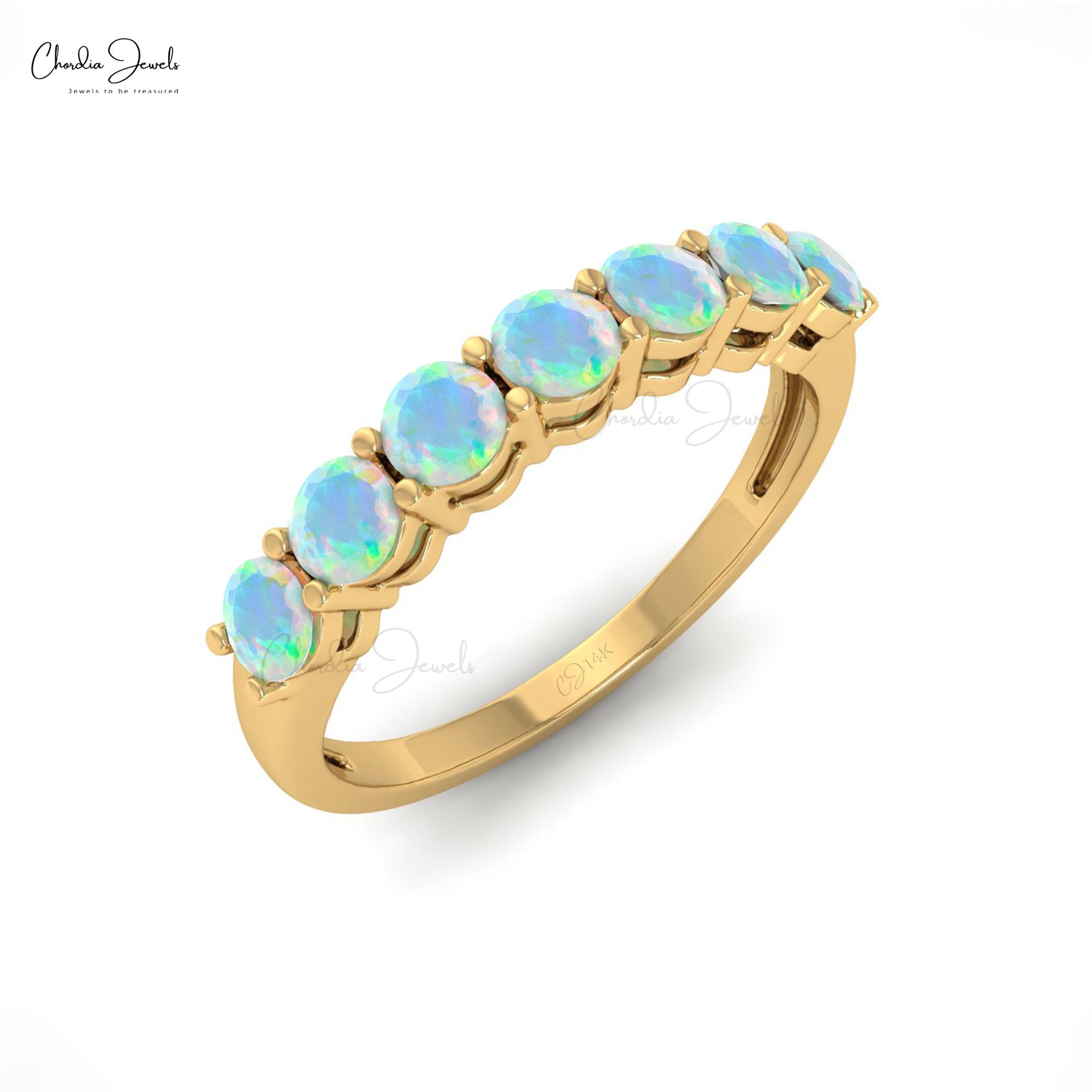 Chordia Jewels Solid Gold Opal Half Eternity Ring for Proposal
