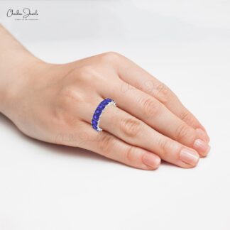 Full Eternity Gemstone Band In 14k Solid Gold Natural Tanzanite Gemstone Dainty Ring For Love