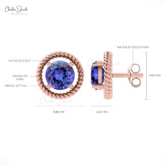 Genuine Tanzanite Spiral Stud Earrings 14k Gold 0.98ct December Birthstone Earrings Gift