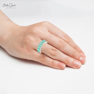4 Carat Natural Opal Full Eternity Band, October Birthstone 14k Solid Gold Eternity Band Ring