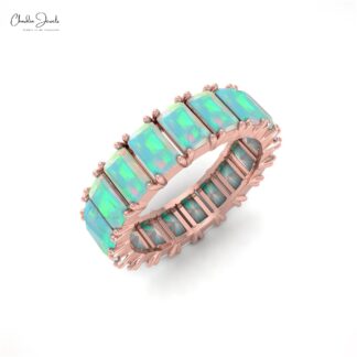 4 Carat Natural Opal Full Eternity Band, October Birthstone 14k Solid Gold Eternity Band Ring