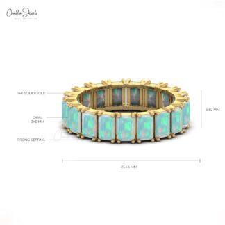 4 Carat Natural Opal Full Eternity Band, October Birthstone 14k Solid Gold Eternity Band Ring