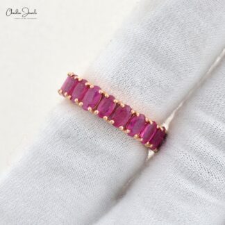 Natural Ruby Eternity Band In 14k Pure Rose Gold Gemstone Handmade Wedding Ring