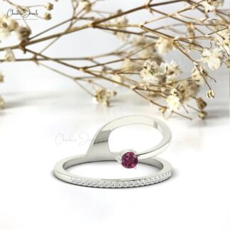 Rhodolite Garnet Prong Set Dainty Ring in 14k Solid Gold