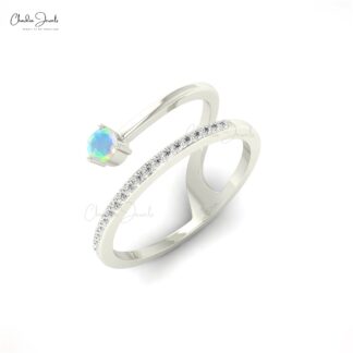 Solid 14k Gold Shooting Star Ring With 3mm Fire Opal Dainty Diamond Anniversary Ring