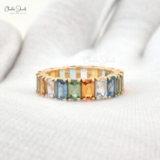 Handmade Multi Sapphire Wedding Band for Women