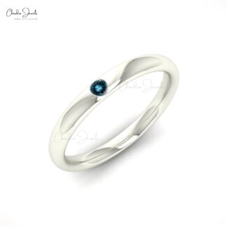 Classic Round Flush-Set London Blue Topaz Solitaire Ring