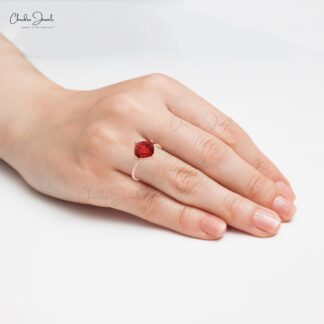 Classic 8MM Natural Garnet Solitaire Ring