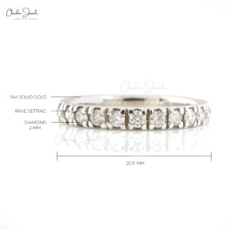 IGI Certified Half Eternity Band In 14k Real White Gold Small Diamond Stack Ring Size US5.5