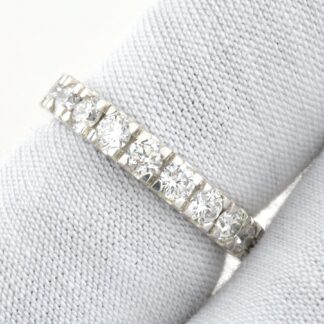Round Cut Stack Band With SI/G-H Diamond IGI Certified Wedding Ring In 14k White Gold